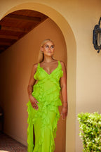Ruffle Maxi Lime Green