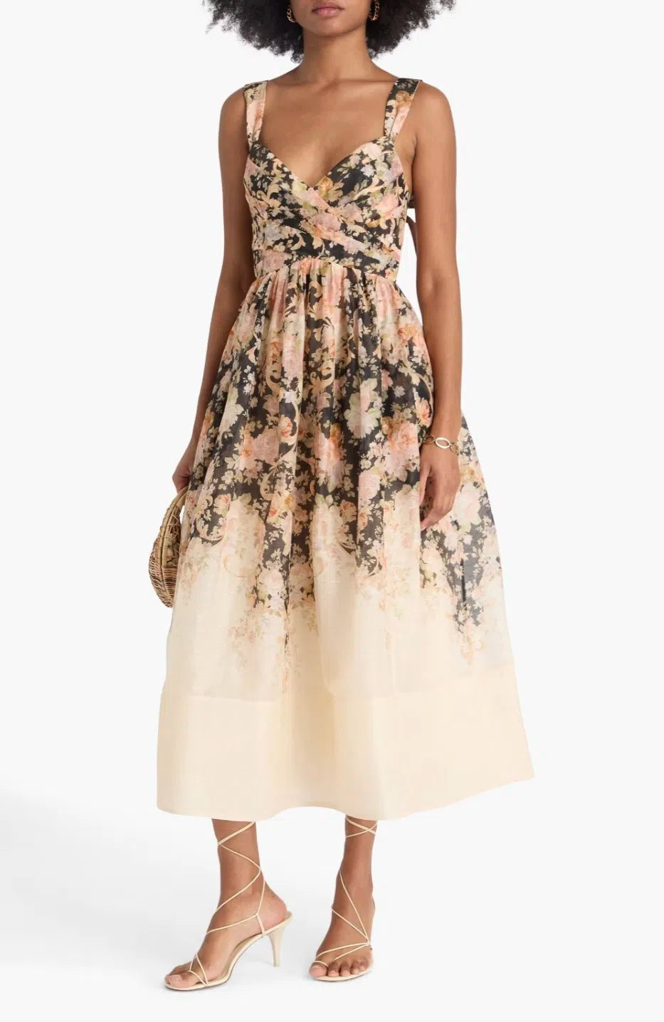Illustration Midi Dress Tea Rococo Floral