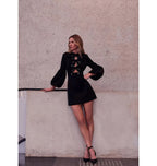 Augustine Bow Mini Dress Black