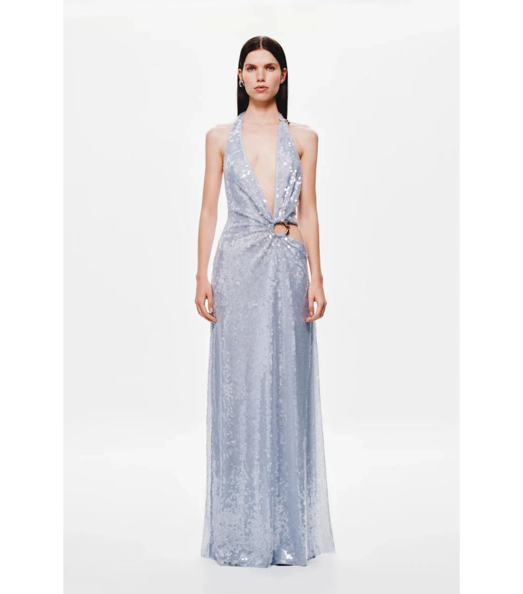 Devon Sequin Maxi Dress Cloud Blue