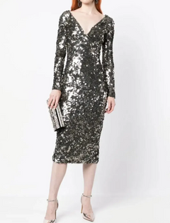 Fleur Midi Dress Gunmetal