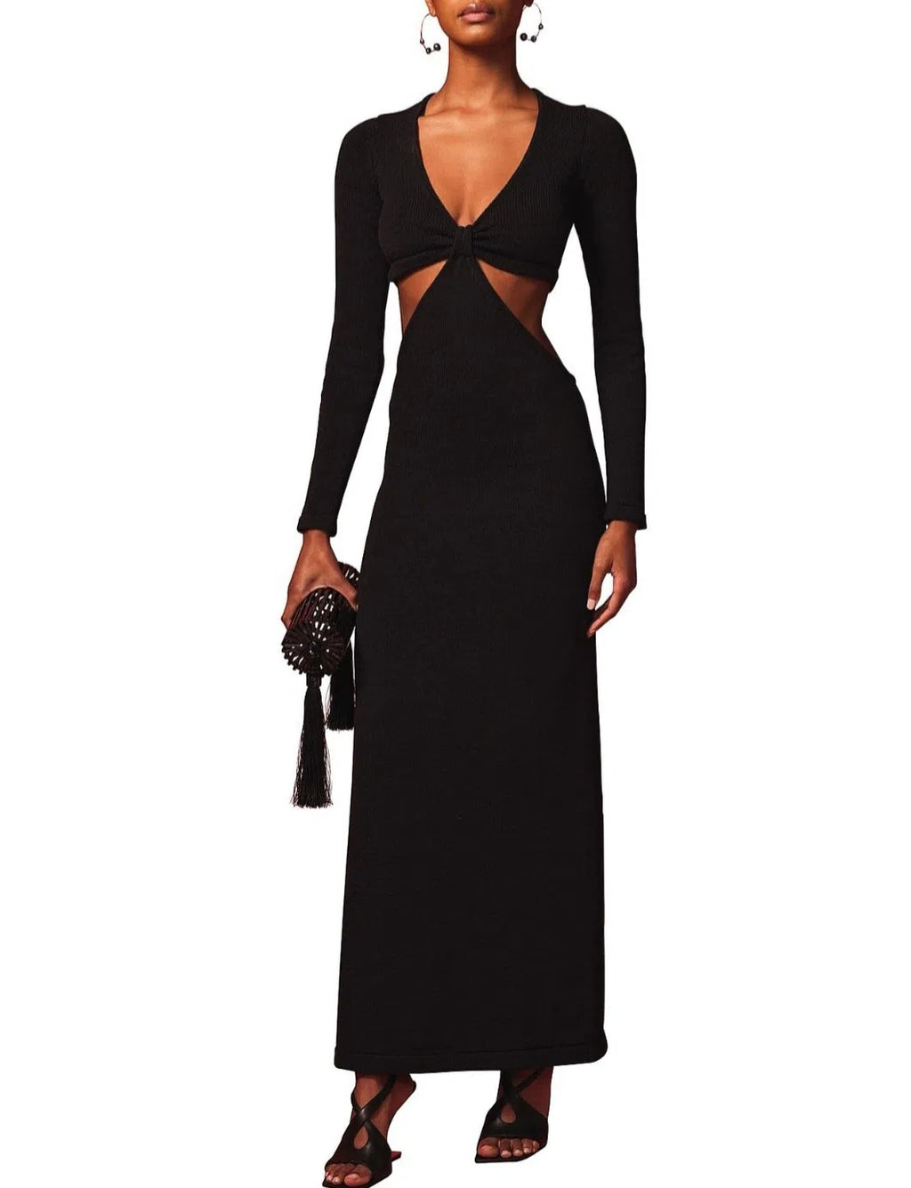 Jana Cut Out Knit Dress Black