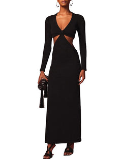 Jana Cut Out Knit Dress Black