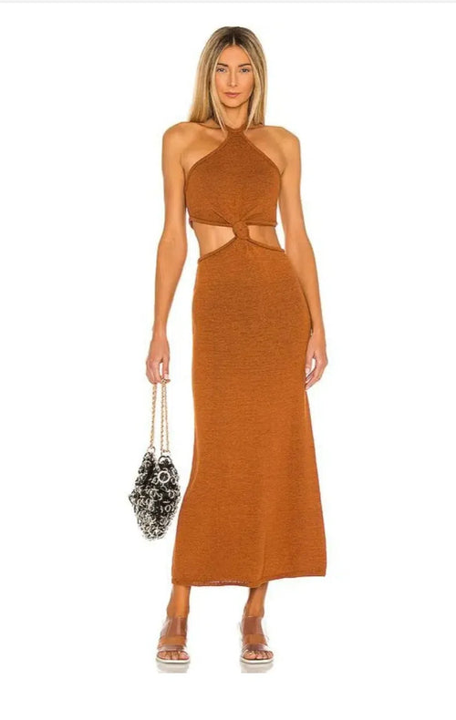 Cameron Knit Maxi Dress Brown