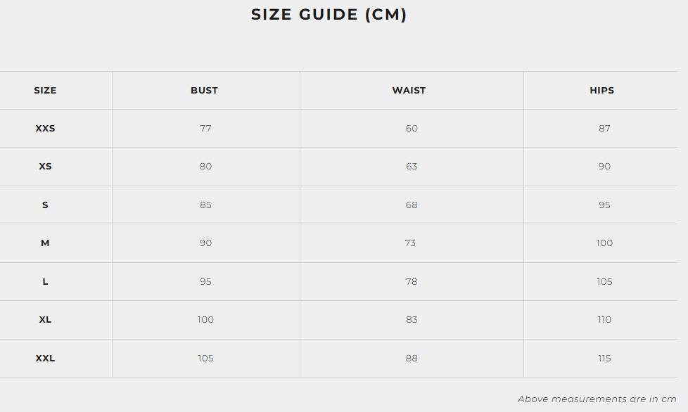 Size guide chart