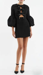 Augustine Bow Mini Dress Black