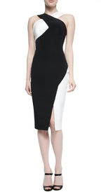 Marique Beaded Colorblock Dress Black/Ivory