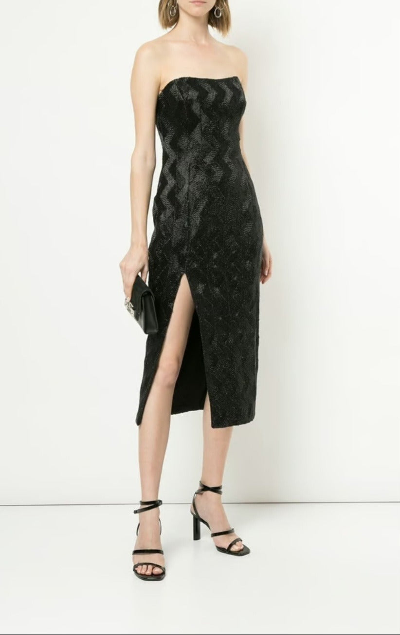 No Filter Strapless Midi Dress Black
