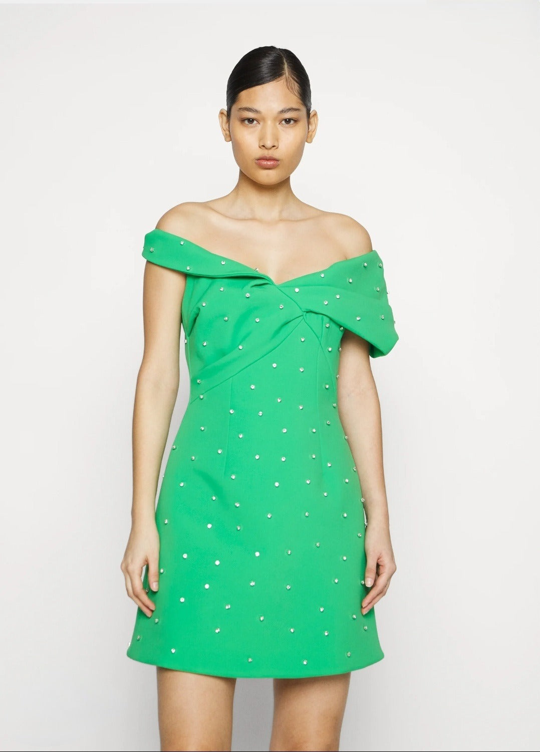 Matteo Beaded Mini Dress Green