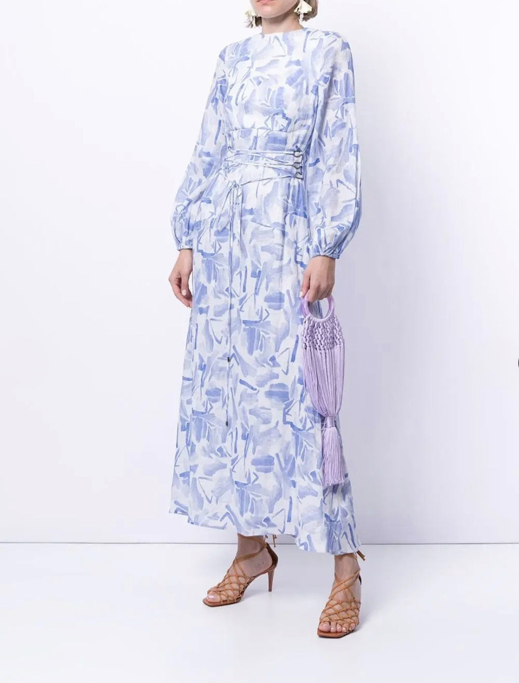 Faris Abstract Print Dress Blue/White