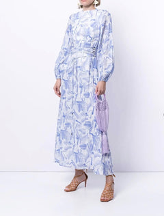 Faris Abstract Print Dress Blue/White
