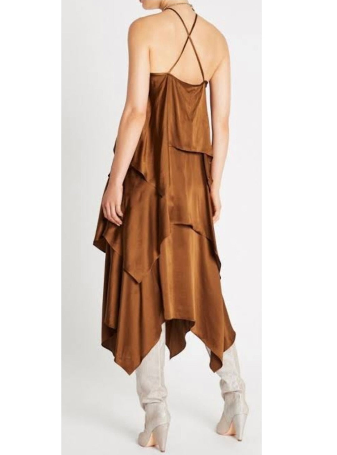 Brown Sugar Silk Slip Dress Brown