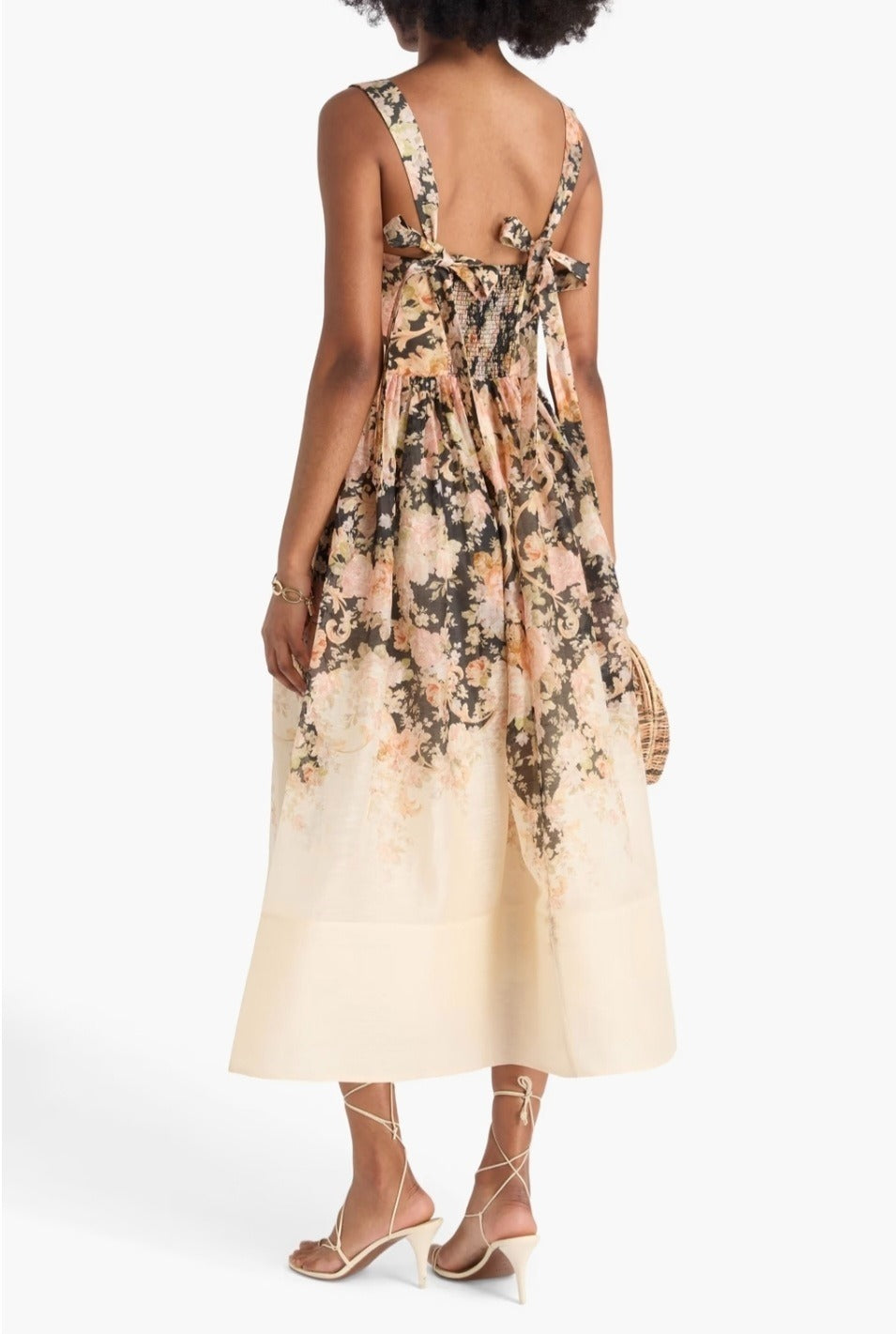 Illustration Midi Dress Tea Rococo Floral