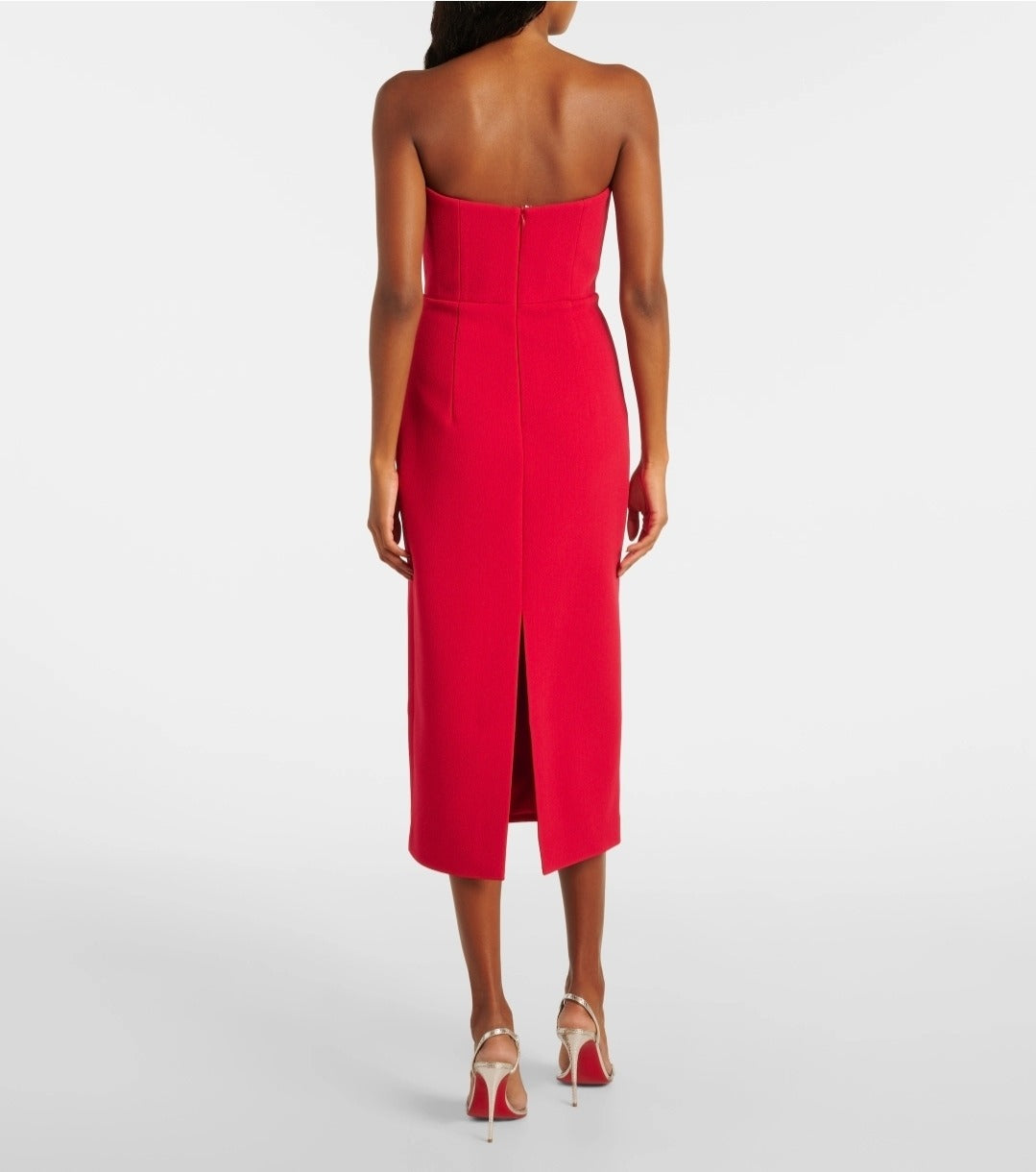 Akari Strapless Midi Dress Red
