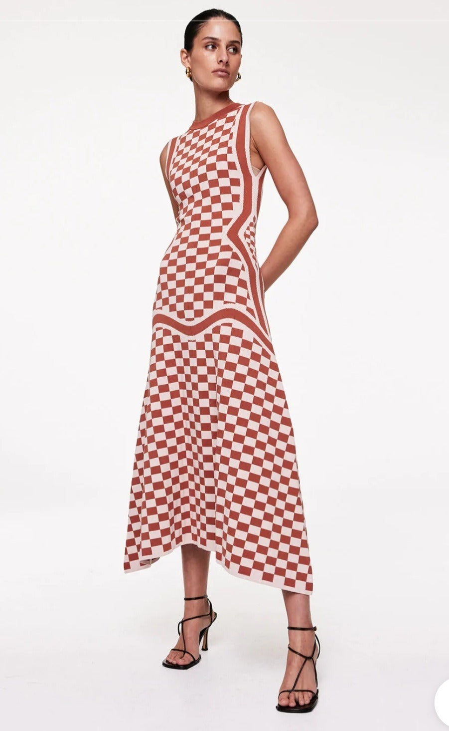 Andres Maxi Dress Check Pink