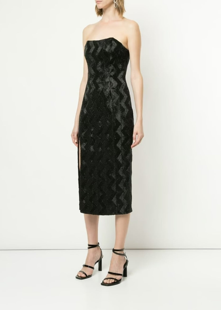 No Filter Strapless Midi Dress Black