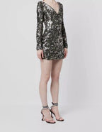 Fleur Mini Dress in Gunmetal