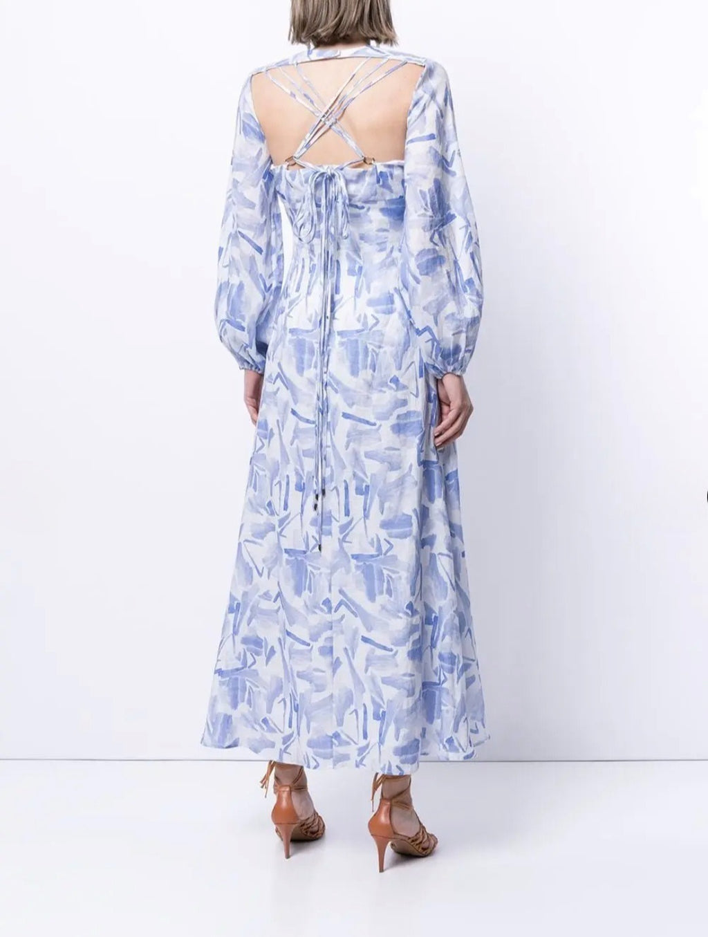 Faris Abstract Print Dress Blue/White