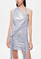 Riviera Sequin Mini Dress Cloud Blue
