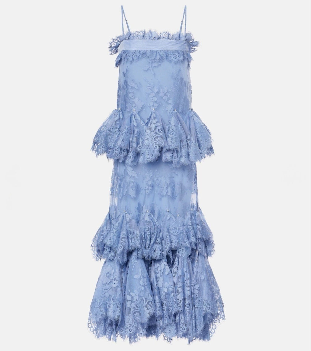 Eden Lace Handkerchief Dress Blue