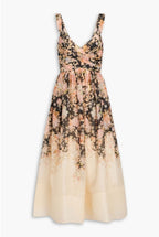 Illustration Midi Dress Tea Rococo Floral