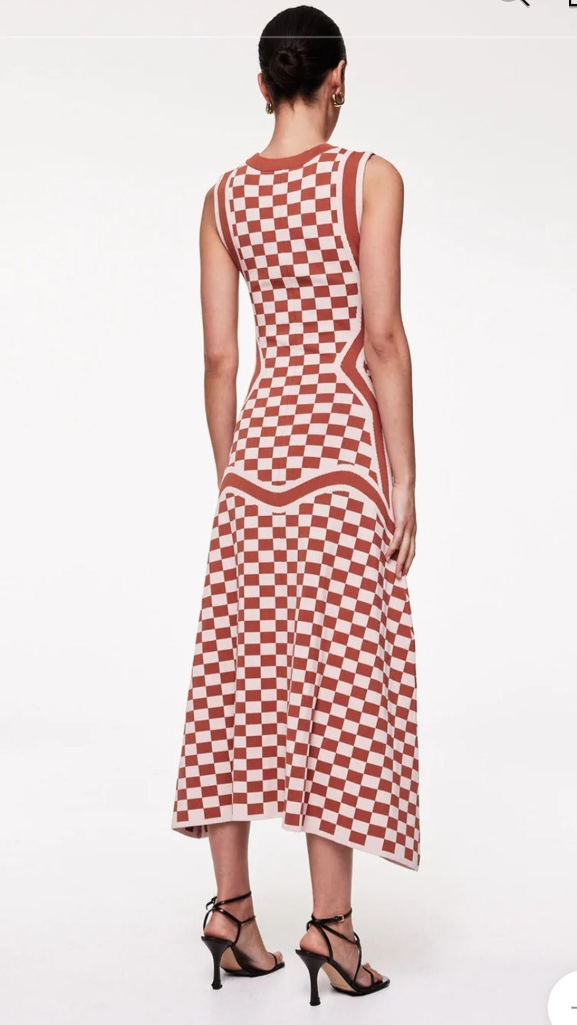 Andres Maxi Dress Check Pink