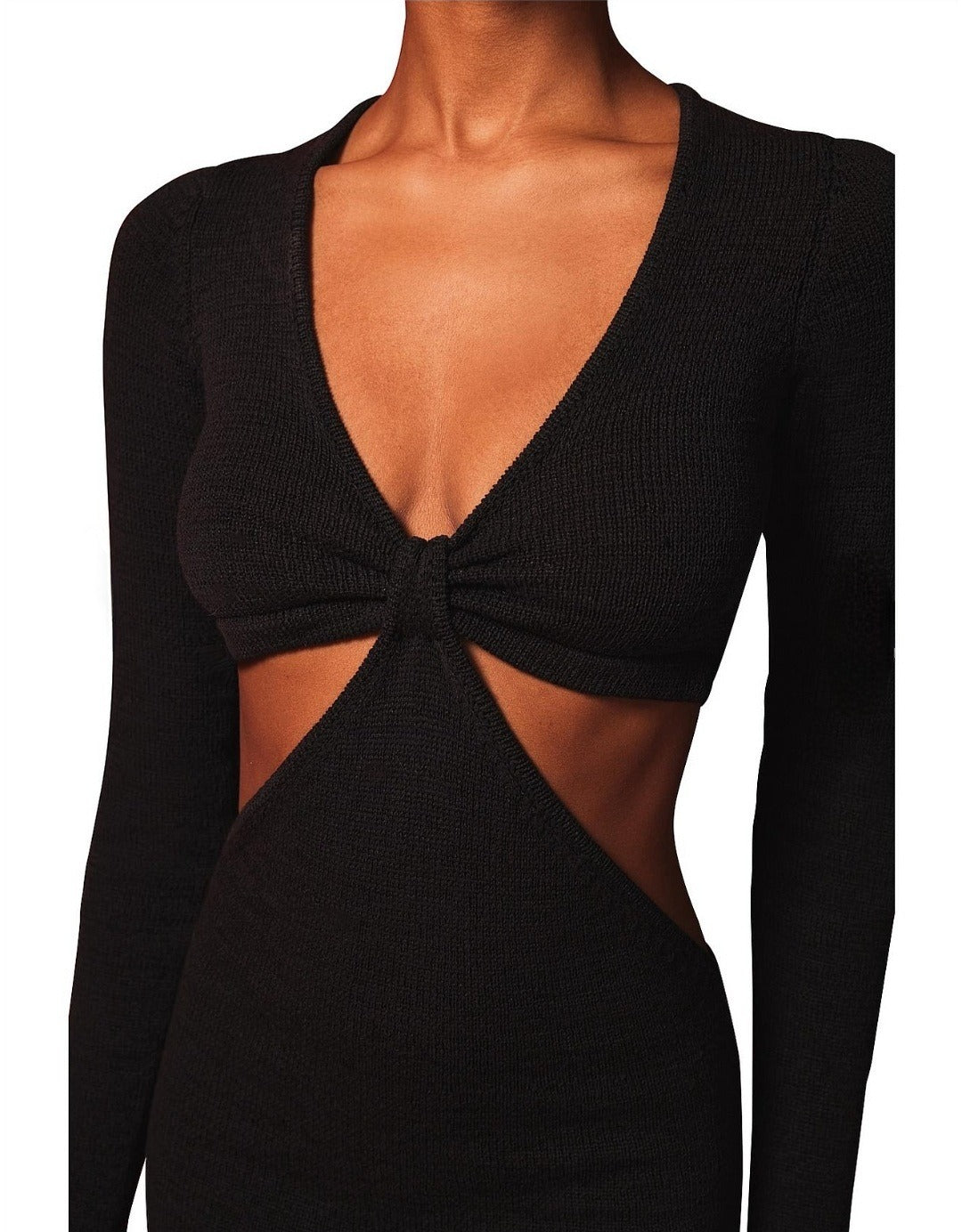 Jana Cut Out Knit Dress Black