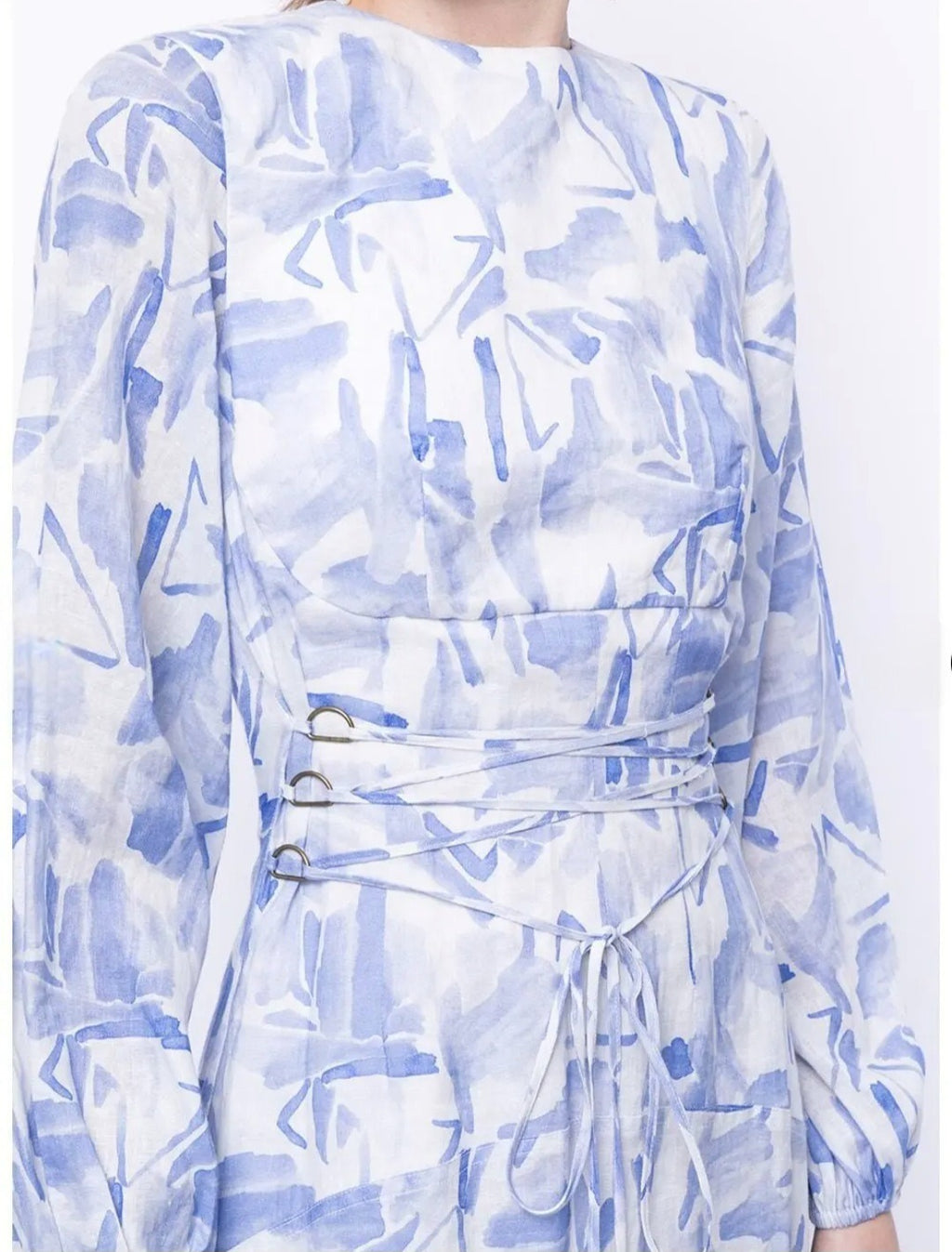 Faris Abstract Print Dress Blue/White