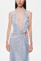 Devon Sequin Maxi Dress Cloud Blue