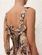 Illustration Midi Dress Tea Rococo Floral