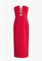 Akari Strapless Midi Dress Red