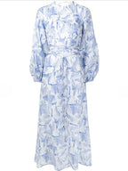 Faris Abstract Print Dress Blue/White