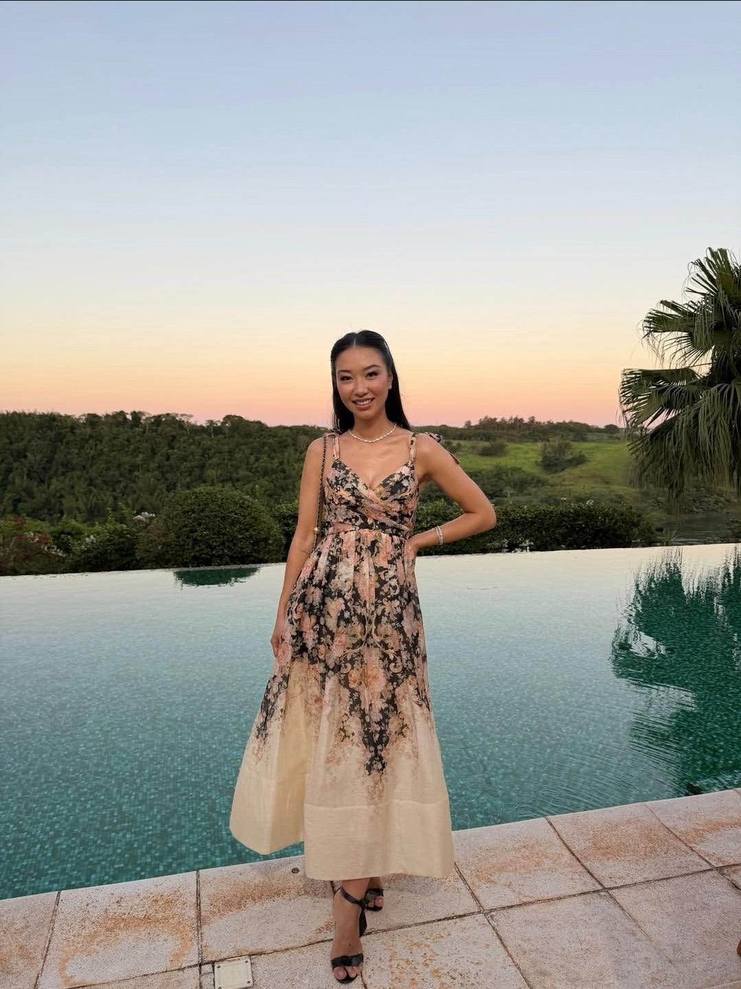 Illustration Midi Dress Tea Rococo Floral