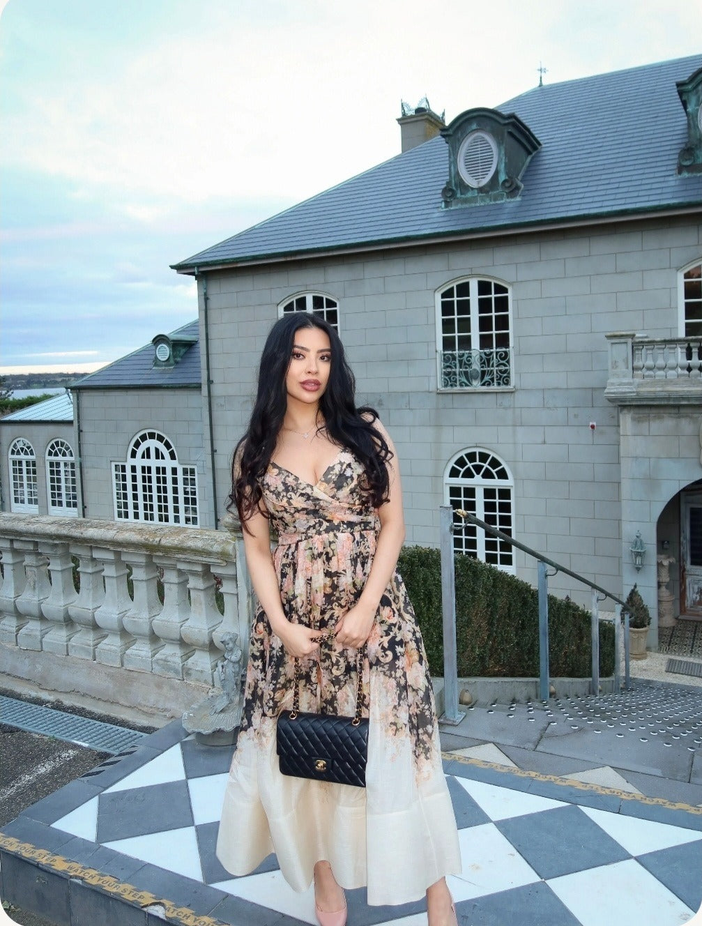 Illustration Midi Dress Tea Rococo Floral