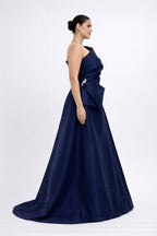 Archer Floor Grazing Gown in Navy