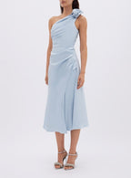 Beki Taffeta Midi Dress Ice Blue