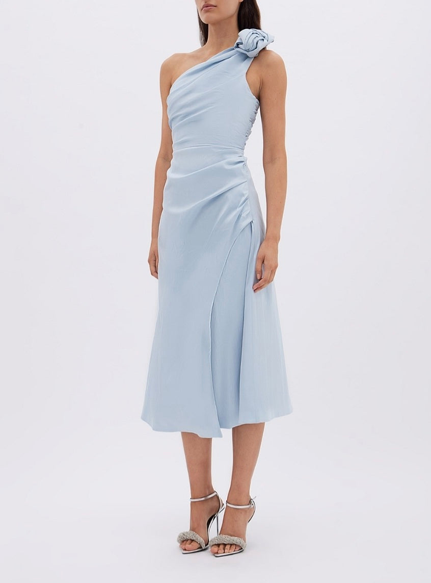 Beki Taffeta Midi Dress Ice Blue