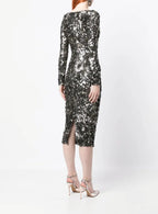 Fleur Midi Dress Gunmetal