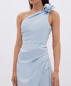 Beki Taffeta Midi Dress Ice Blue