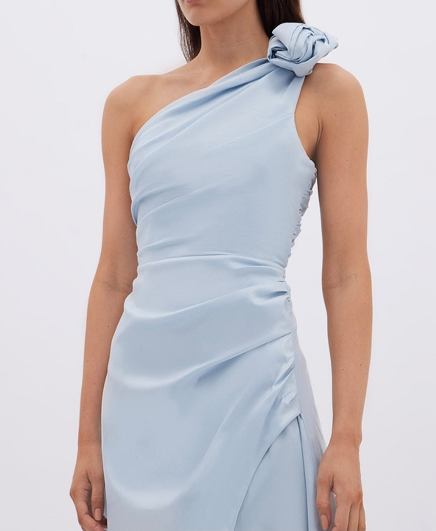 Beki Taffeta Midi Dress Ice Blue