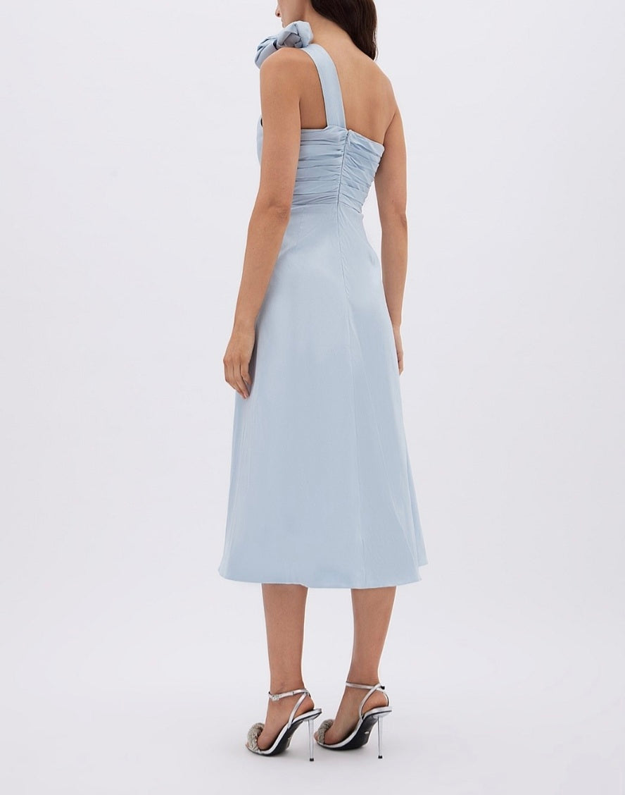 Beki Taffeta Midi Dress Ice Blue