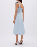 Beki Taffeta Midi Dress Ice Blue