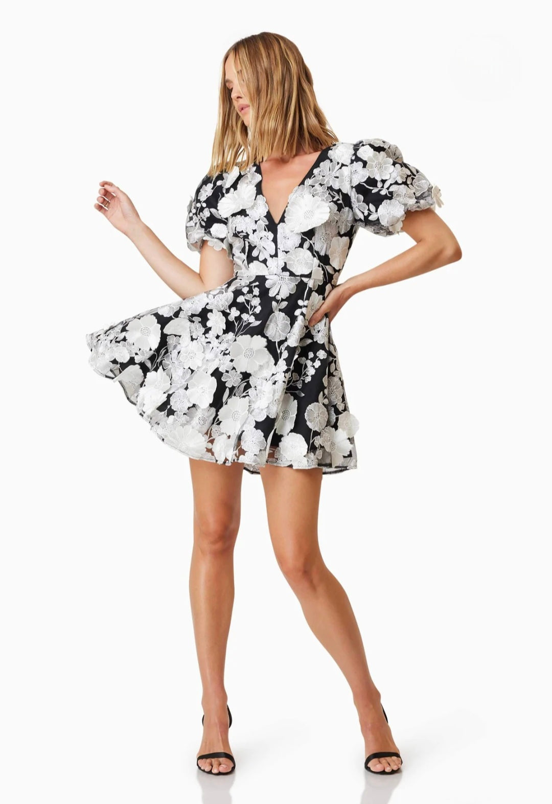 Selene Floral Mini Dress Black Size M