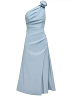 Beki Taffeta Midi Dress Ice Blue