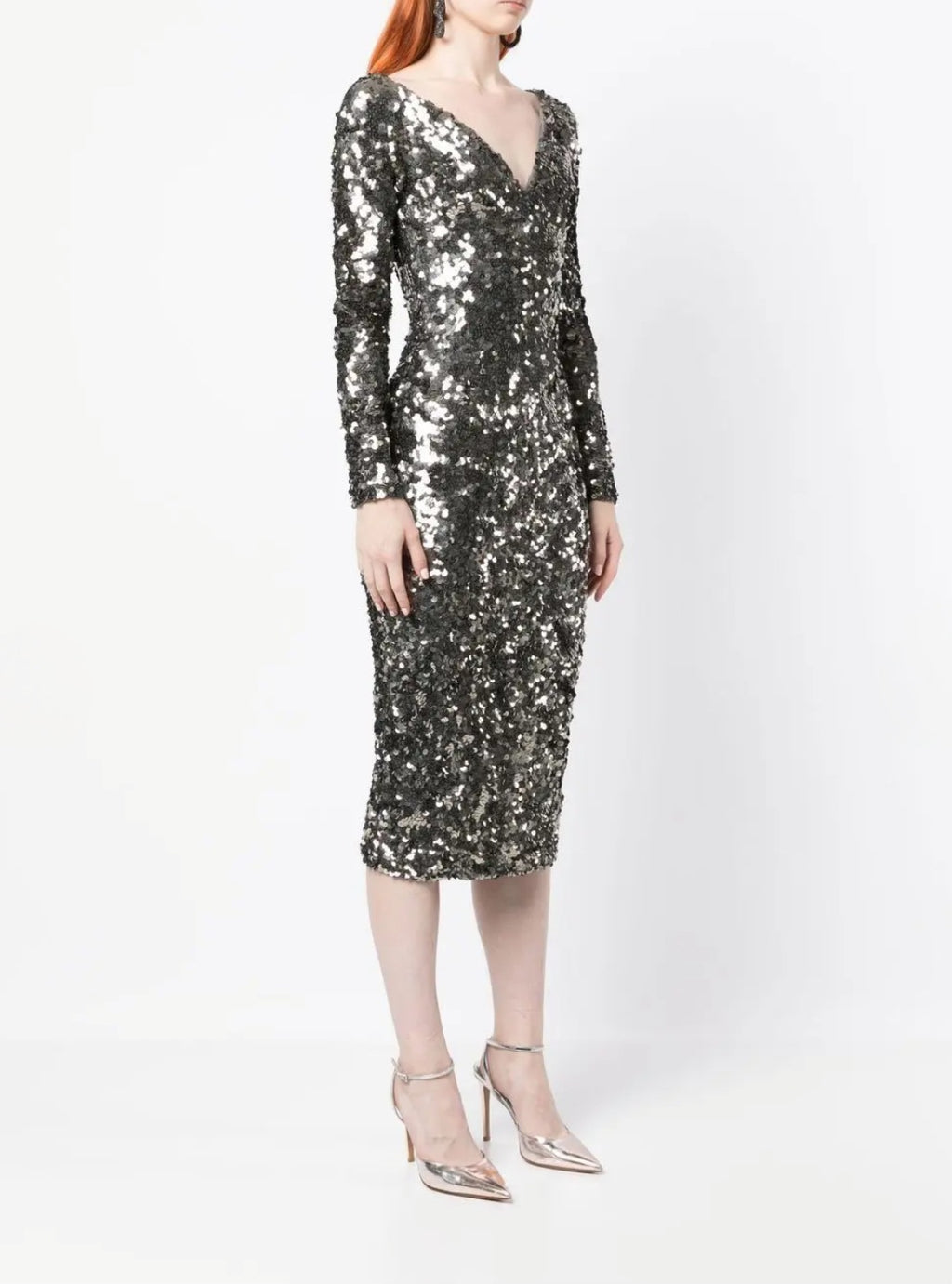 Fleur Midi Dress Gunmetal