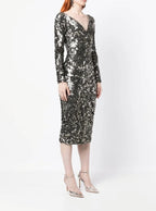 Fleur Midi Dress Gunmetal