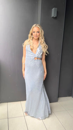 Devon Sequin Maxi Dress Cloud Blue