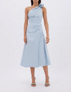 Beki Taffeta Midi Dress Ice Blue