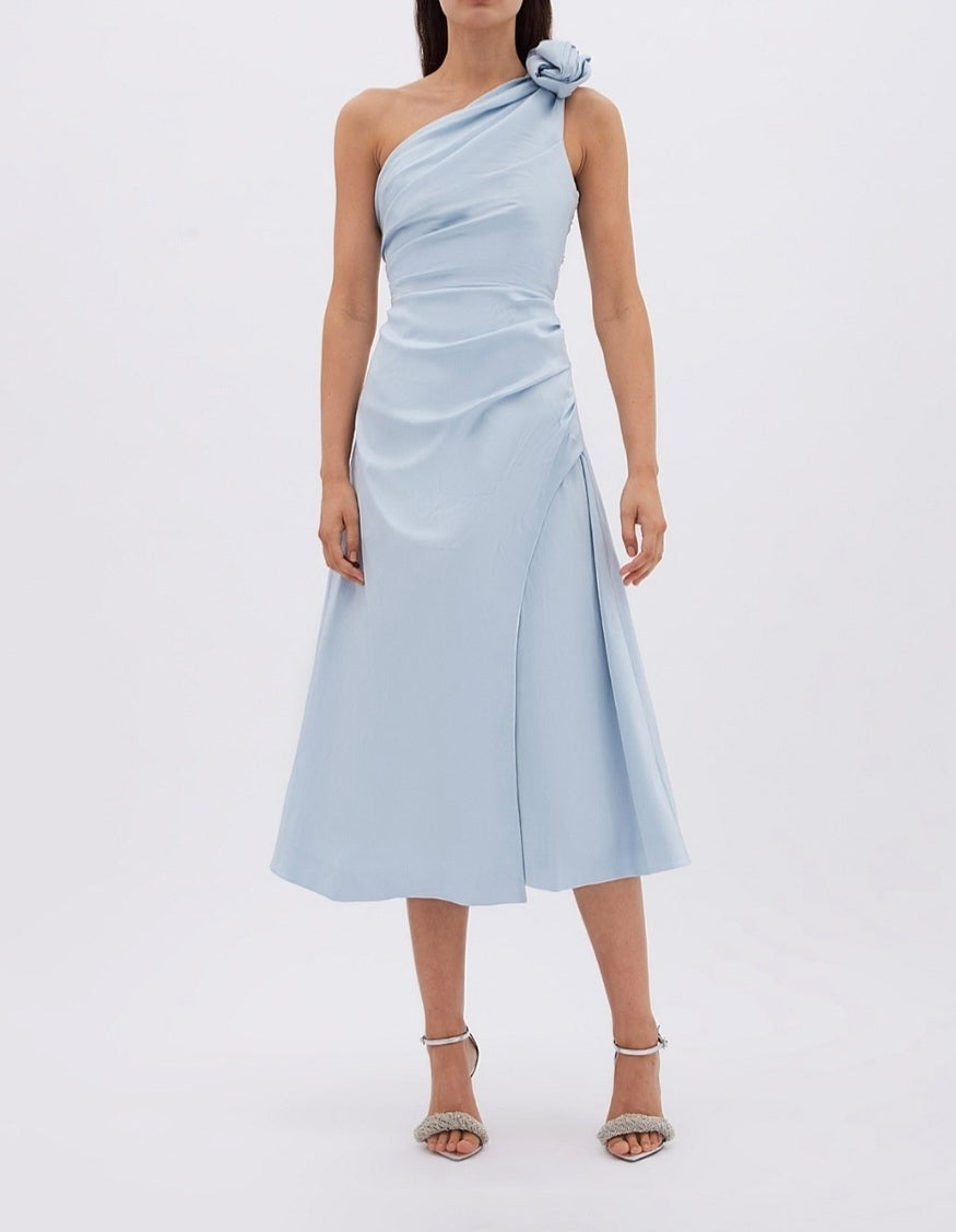 Beki Taffeta Midi Dress Ice Blue