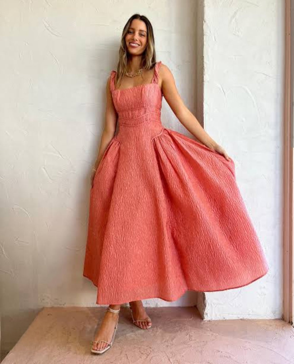 Sophy Strap Midi Peach